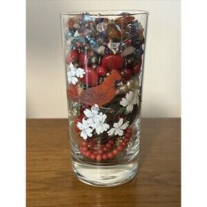 Mystery Jewelry Jar, red colored jewelry, Cardinal Glass, All Wearable